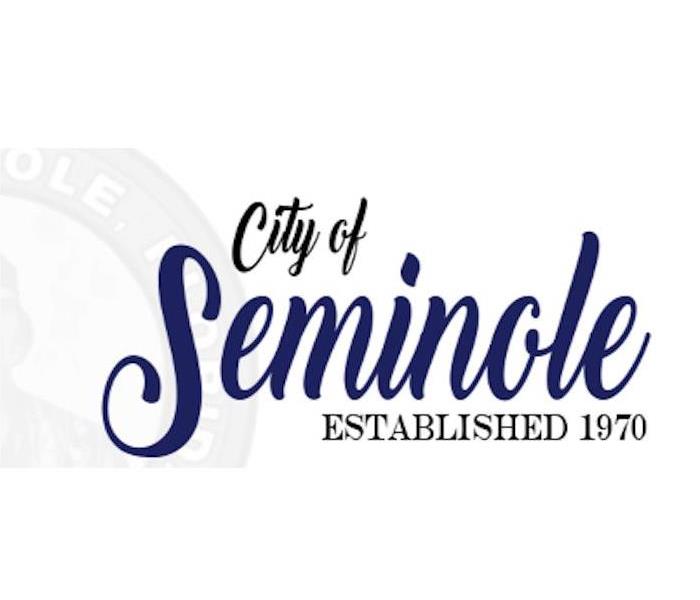 City of Seminole Established 1970 written in black and blue on a white background